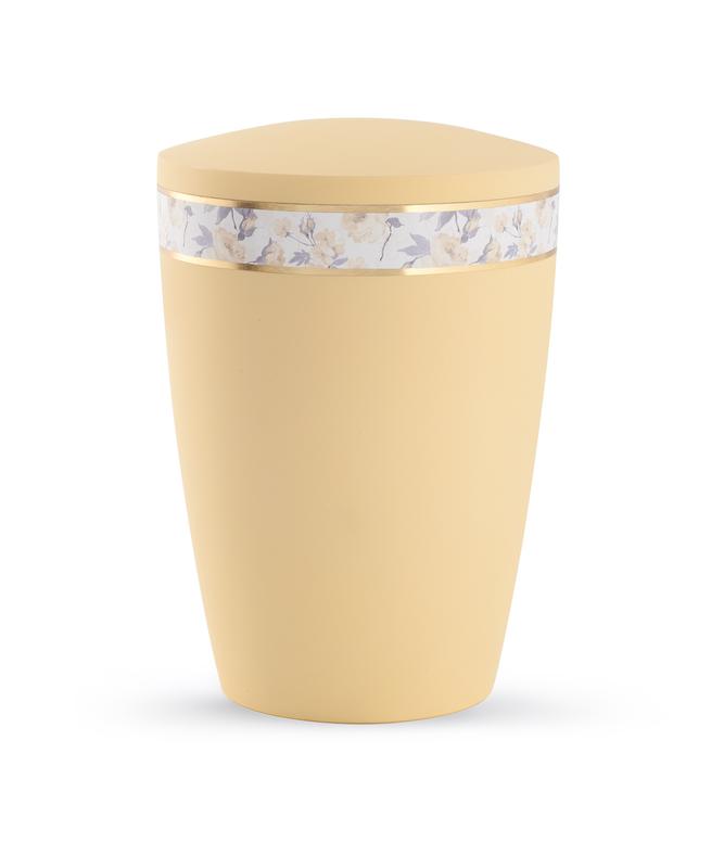 Arboform Urn - Pastell Edition - Pastel Yellow with Flower Border