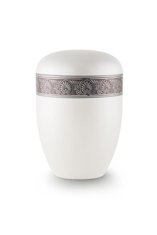 Arboform Urn (White with Silver Fan Border)