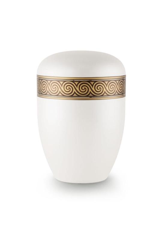 Arboform Urn (White with Bronze Spiral Border)