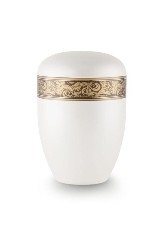 Arboform Urn (White with Bronze Decorative Border)