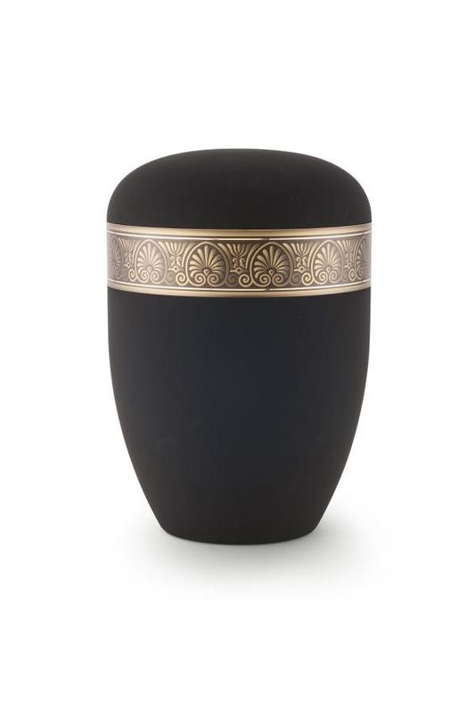 Arboform Urn (Black with Bronze Fan Border)