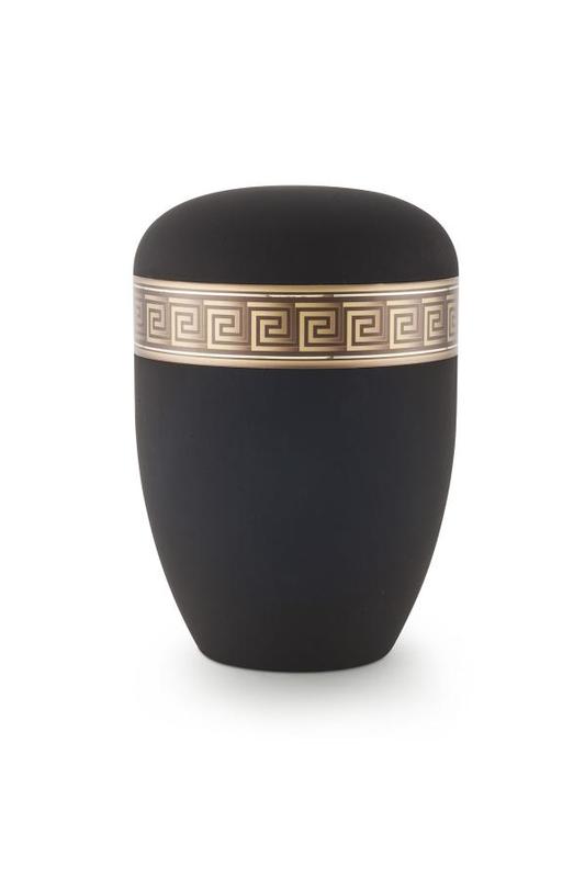 Arboform Urn (Black with Bronze Block Spiral Border)