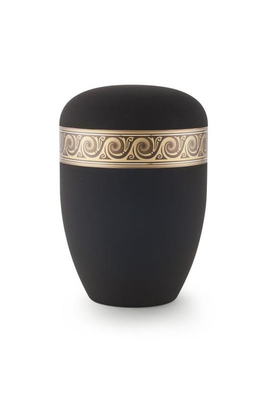 Arboform Urn (Black with Bronze Wave Border)