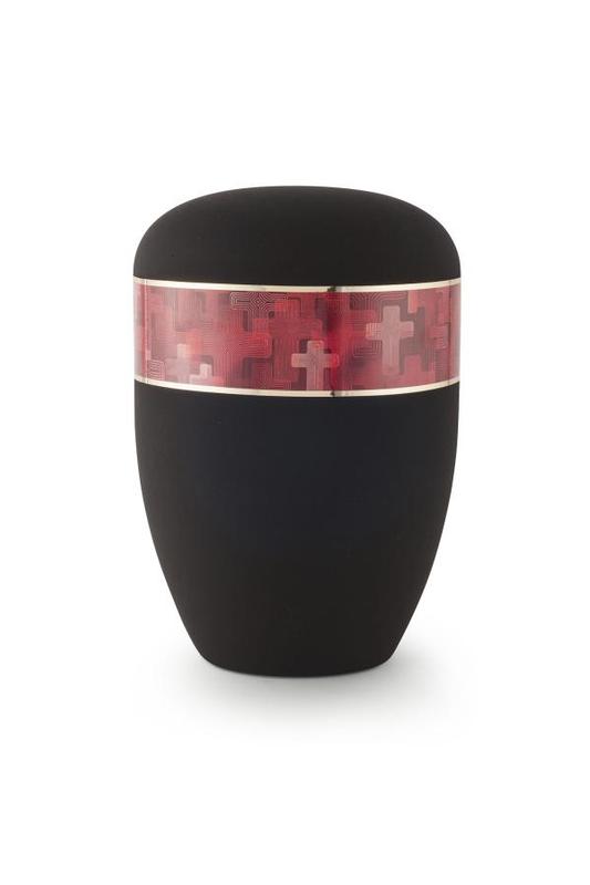 Arboform Urn (Black with Red Crosses Border)