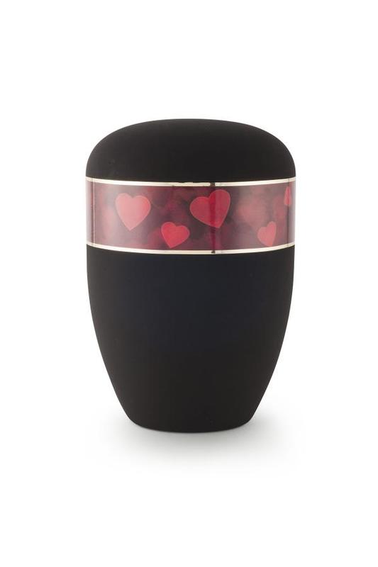 Arboform Urn (Black with Red Hearts Border)