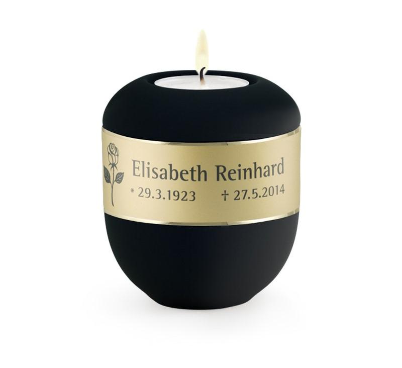 Candleholder Keepsake - Black with Personalised Border