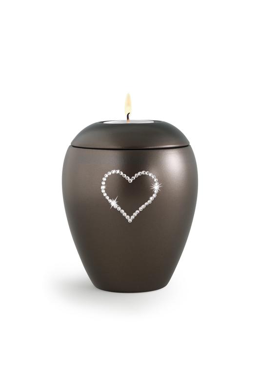 Candle Holder Keepsake (Chocolate) with crystal heart