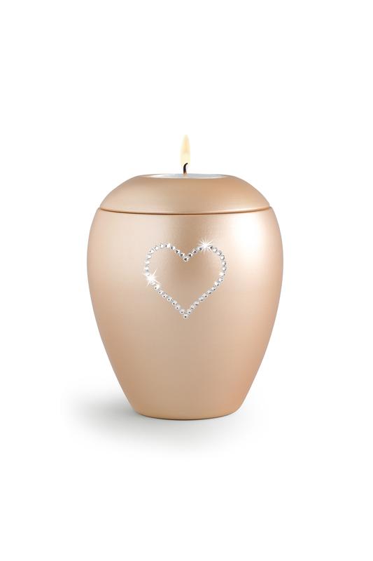  Candle Holder Keepsake (Apricot) with crystal heart