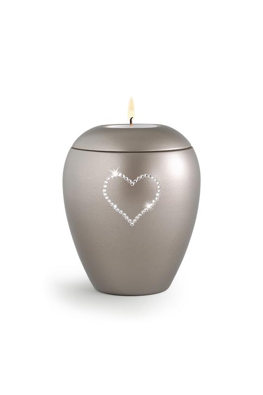 Candle Holder Keepsake (Mink) with crystal heart