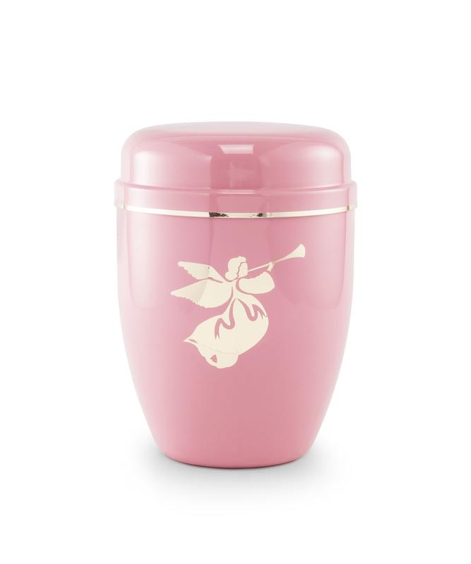 Infant Urn (Pastel Pink with Angel Motif) (CLEARANCE STOCK REDUCED PRICE)