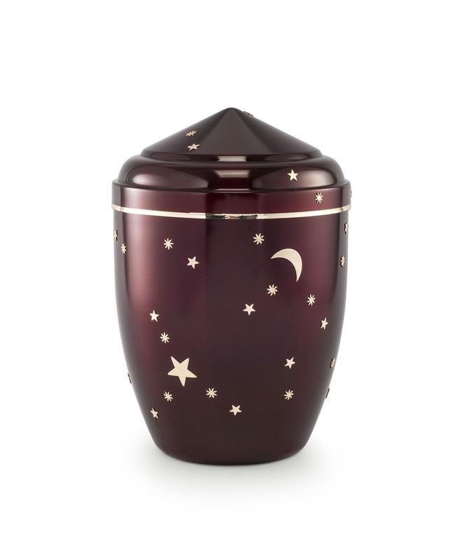 Infant Urn (Burgundy with Gold Moon & Stars Design)
