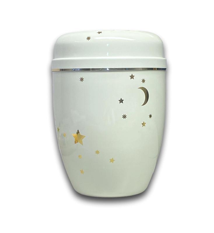 Infant Urn (White with Gold Moon & Stars Design)