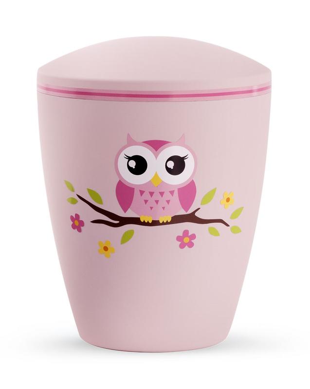 Arboform Infant Urn - Pink with Illustrated Owl