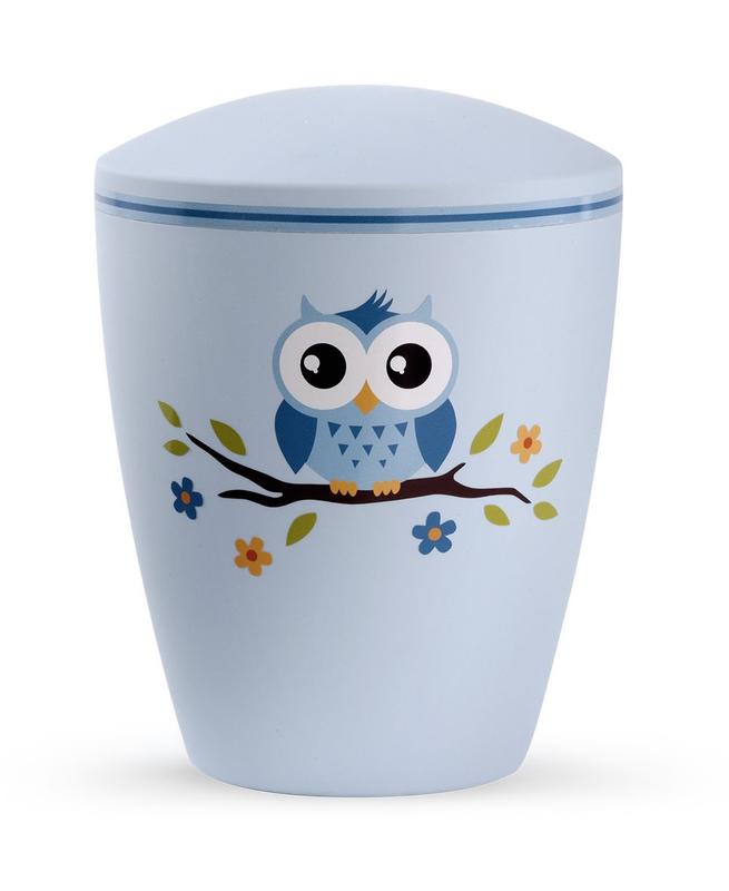Arboform Infant Urn - Blue with Illustrated Owl