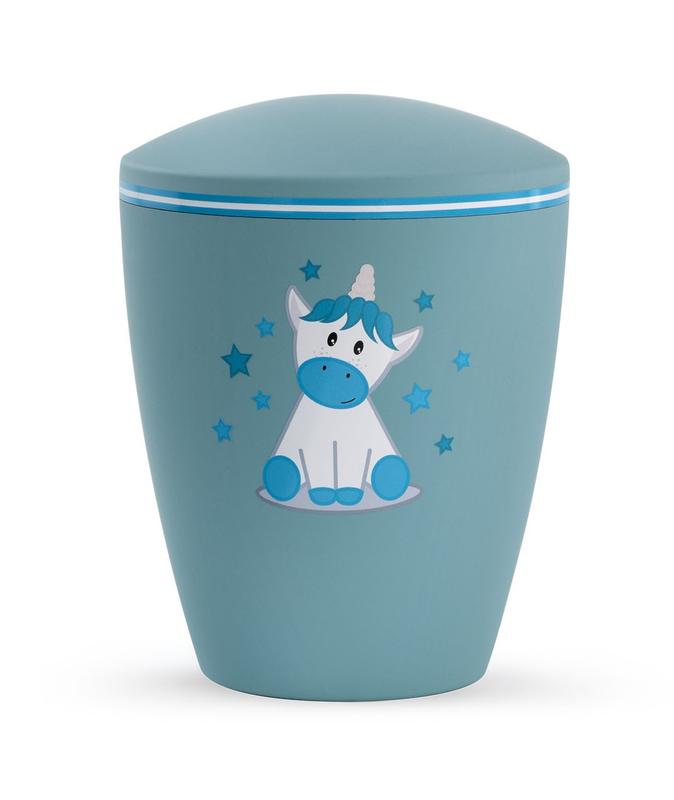 Arboform Infant Urn - Turquoise with Illustrated Unicorn