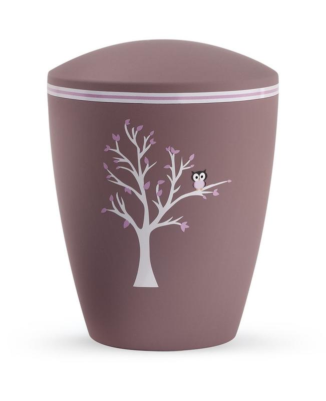 Arboform Infant Urn - Dark Pink with Tree Illustration