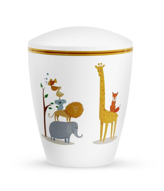Arboform Infant Urn - White with Illustrated Animals