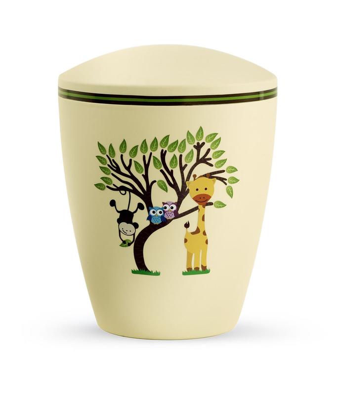 Arboform Infant Urn - Yellow with Illustrated Animals