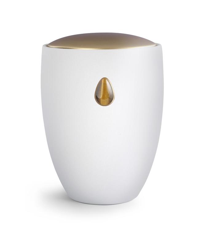 Ceramic Power Stone Urn (White, Tiger's Eye) - Adult