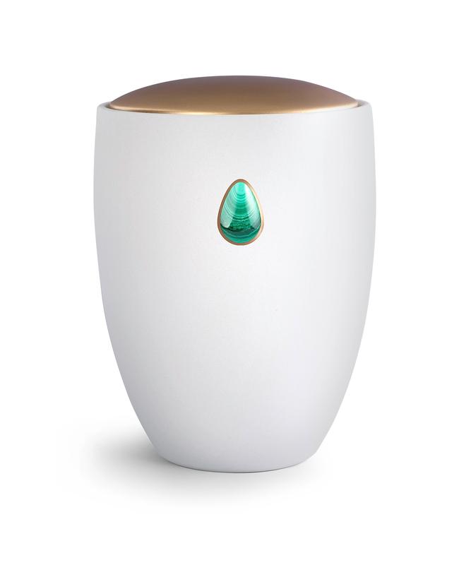 Ceramic Power Stone Urn (White, Malachite) - Adult