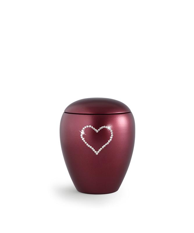 Ceramic Swarovski Heart Keepsake (Burgundy)