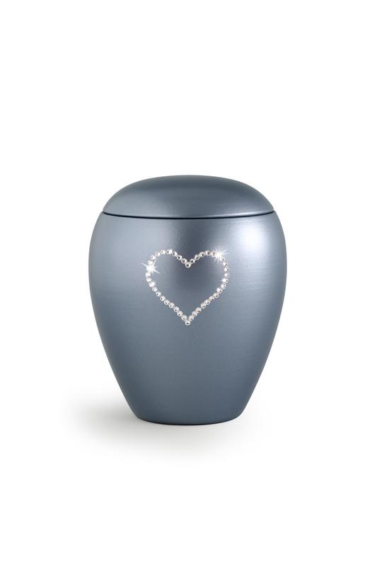 Ceramic Swarovski Heart Keepsake (Steel Grey)
