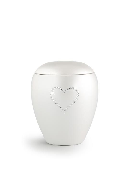 Ceramic Swarovski Heart Keepsake (White)