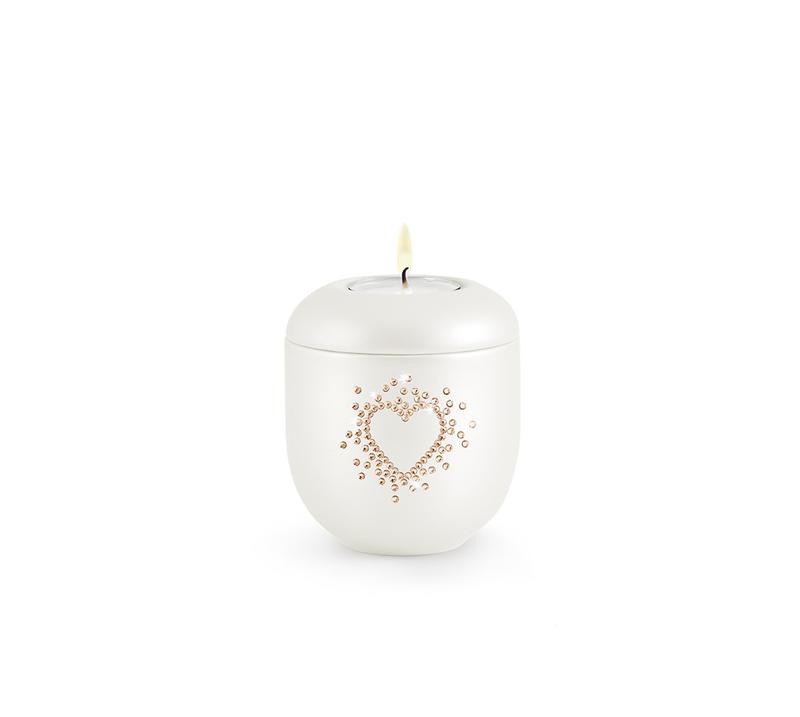Swarovski Rose Crystal Hearts Candleholder - Pearl