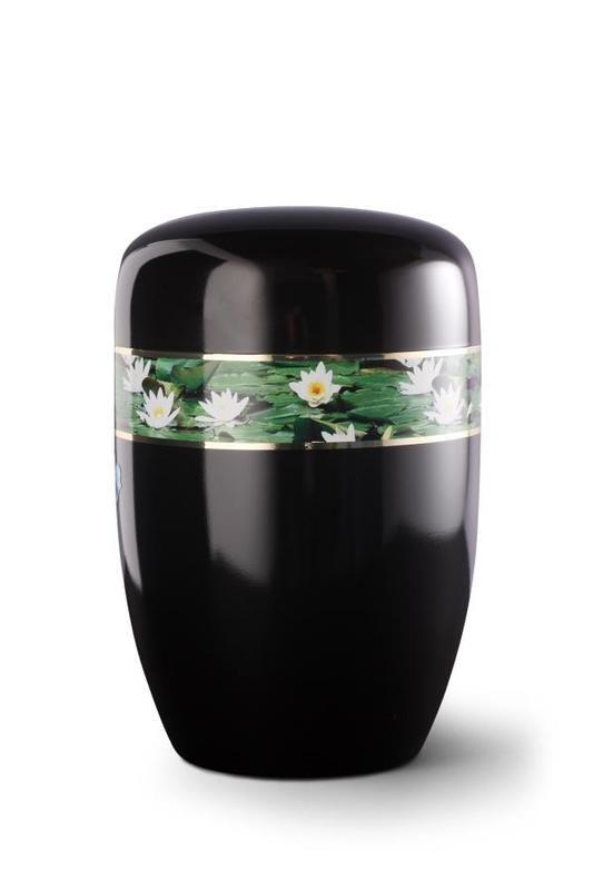 Steel Urn (Black with Waterlily Border)