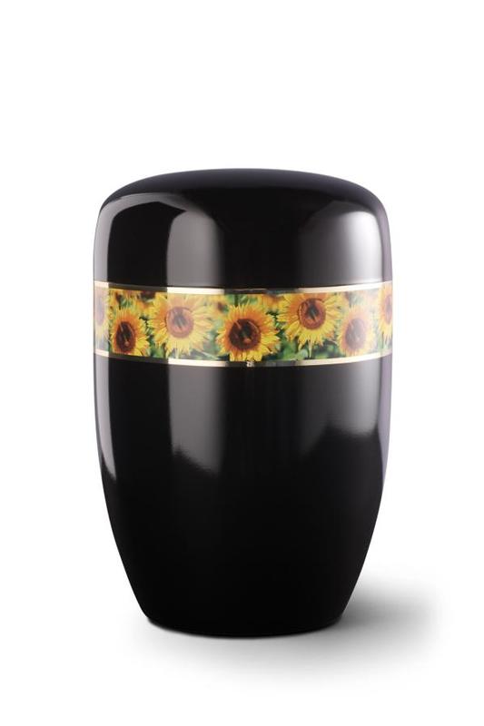 Steel Urn (Black with Sunflower Border)