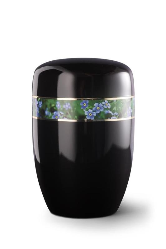 Steel Urn (Black with Forget Me Not Border)