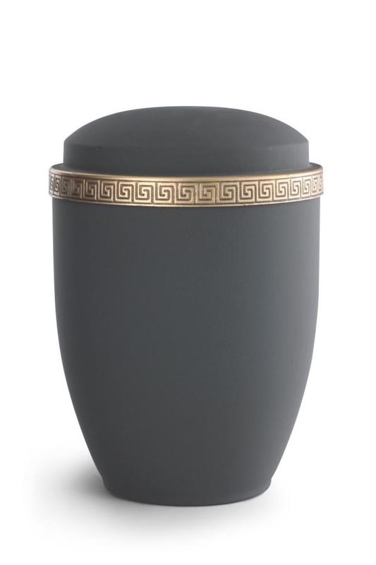 Steel Urn (Graphite with Gold Block Spiral Border)