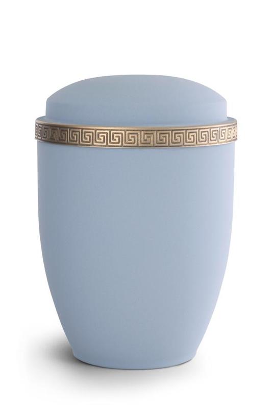 Steel Urn (Azure with Gold Block Spiral Border)