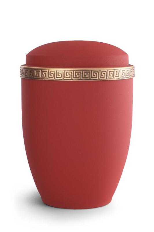 Steel Urn (Ruby with Gold Block Spiral Border)