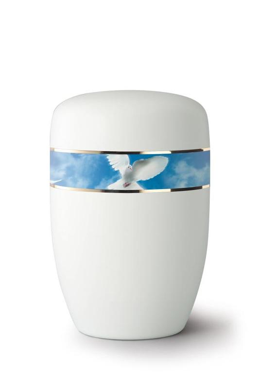 Steel Urn (White with Dove in Flight Border)