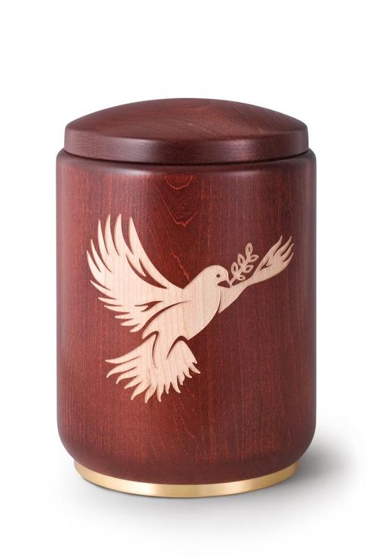 Wooden Urn (Stained Mahogany with Dove Engraving)