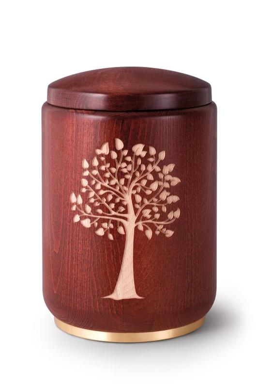 Wooden Urn (Stained Mahogany with Tree Engraving)