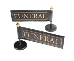 Funeral Car Flag and Pole (Black and Gold)