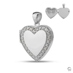 Sterling Silver Heart Locket with Crystal Border