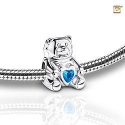 Sterling Silver Teddy Bear Charm - Blue Gem (PRICE REDUCED)