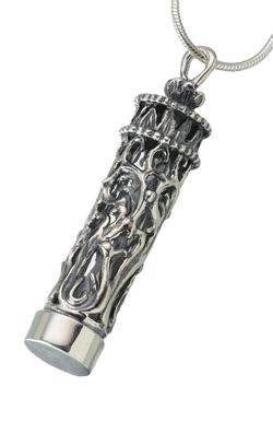Sterling Silver Antique Cylinder Pendant with Glass Insert