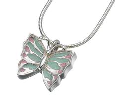 Sterling Silver Butterfly Pendant with Enamelled Wings