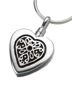 Sterling Silver Heart Pendant with Sterling Filigree Insert