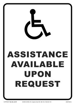 Sign - ASSISTANCE AVAILABLE UPON REQUEST