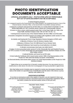 Sign - Photo identification documents acceptable (LE140)