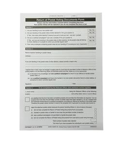 Postal Vote Return Form 50 Sheet Pad