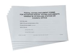 Envelope to contain Completed Return of Postal Voting Document Form for Accepted Postal  Voting Documents handed in to polling station