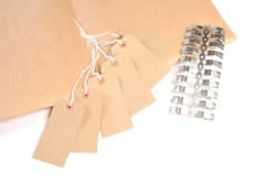 Tie-on labels for paper sacks 120mm x 60mm