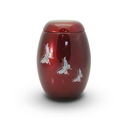 Glass Fibre Urn (Burgundy with Butterfly Design)