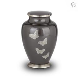 Brass Urn (Black and Silver with Butterfly Design) 